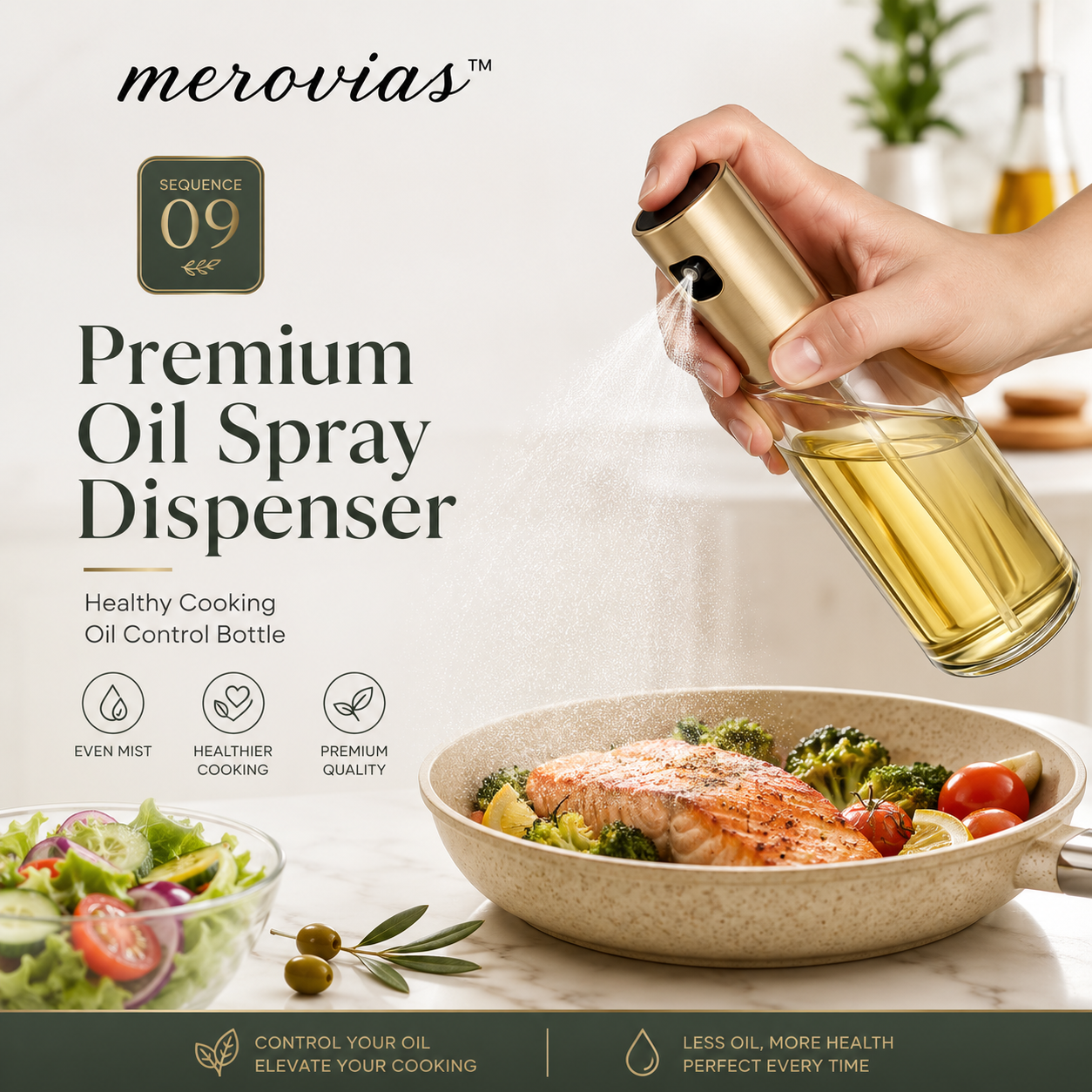 𝒎𝒆𝒓𝒐𝒗𝒊𝒂𝒔™ Premium Oil Spray Dispenser  🥗 Healthy Cooking Oil Control Bottle